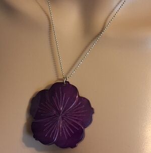 Purple Floral Hibiscus Pendant Necklace